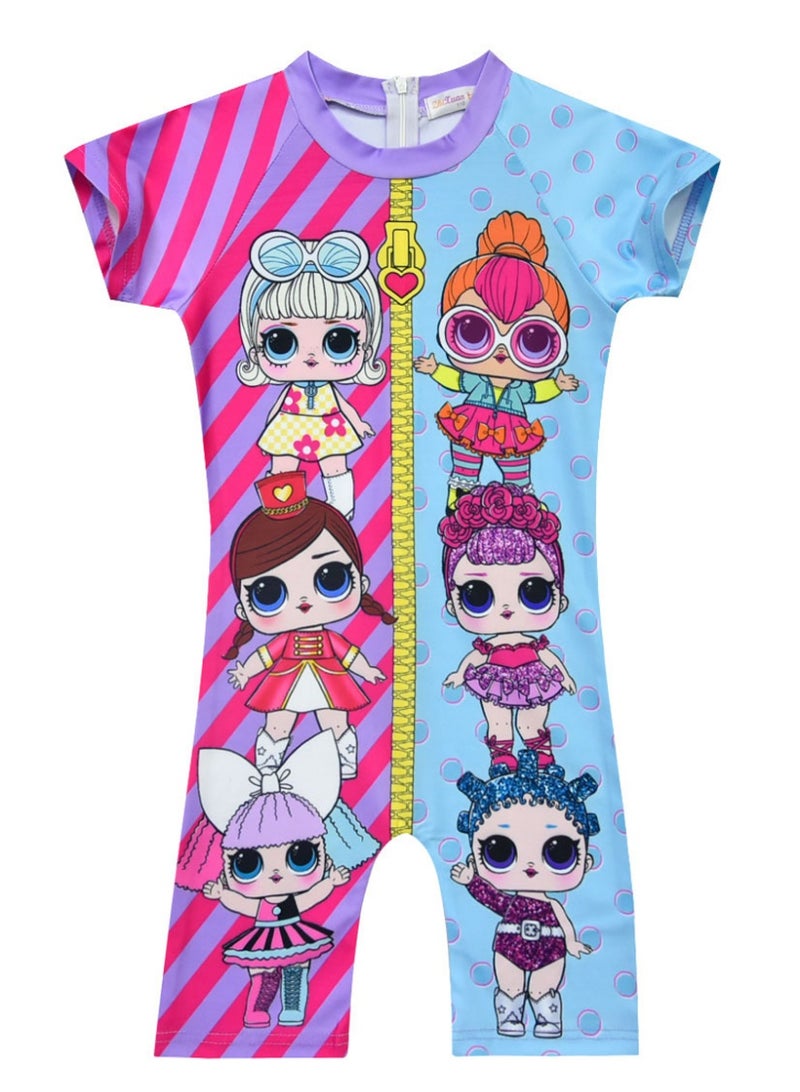 LOL Surprise Dolls irls Swimsuits One-Piece Bathing Suits with Hat Summer Beach Water Sport Short Swimsuit with Cartoon Pattern for 2-8 Years Old - Image 2