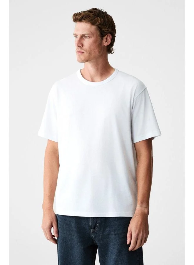 Grimelange PELTZ Men's Relaxed Crew Neck Short Sleeve White T-Shirt.
