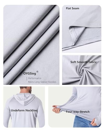 OYGSieg Men's Athletic Hoodies Long Sleeve Fishing Shirts for Men UPF SPF UV Sun Protection Shirts Lightweight Rash Guards XL - Image 3