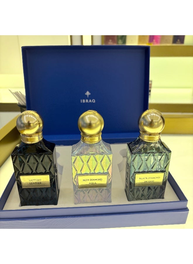 Ibraq Diamond Collection  Blue Wish 2 75 ml *3 perfume : Blue Diamond Aqua , Black Diamond Incense , Sapphire Leather - Image 4