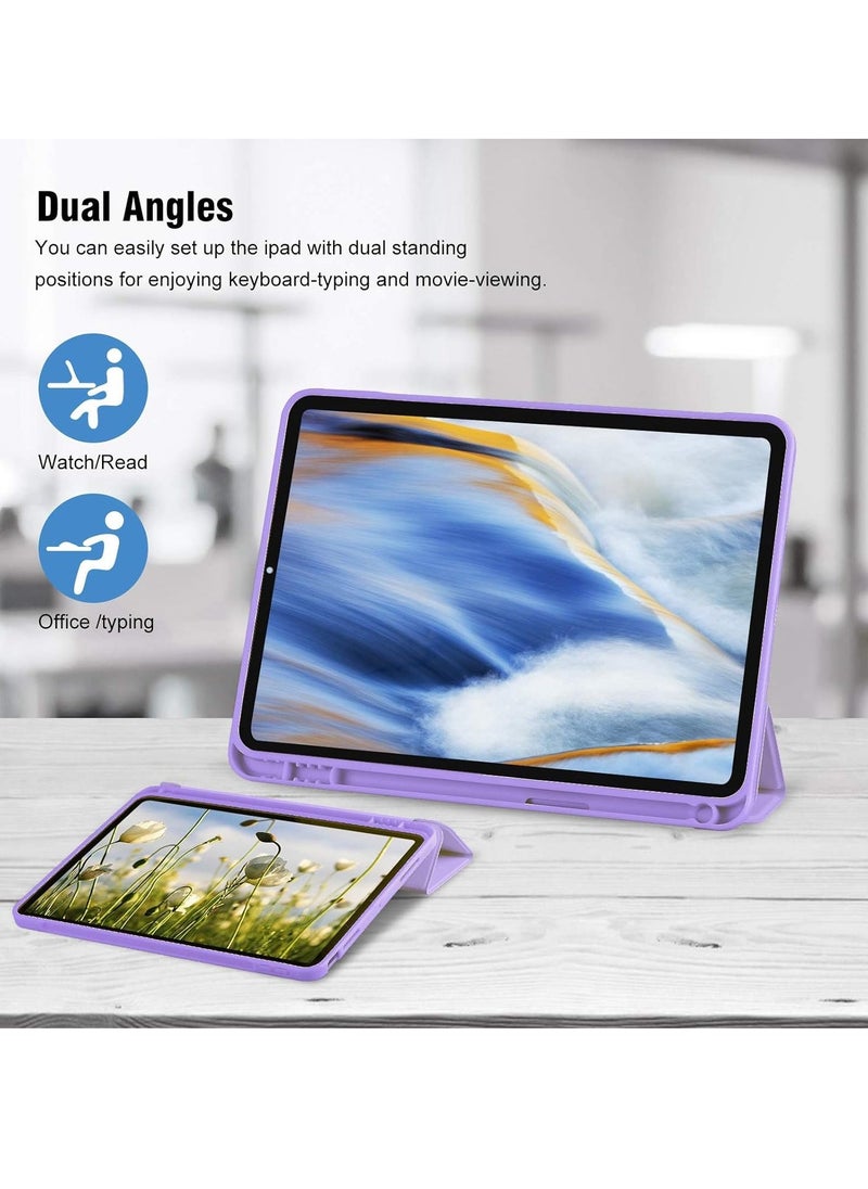 Raxoom iPad 10th Generation Case 2022 with Pencil Holder - Soft TPU Back Protective Smart Trifold Stand Cover for iPad 10.9 Inch (10th Gen), Auto Wake/Sleep - Purple - Image 4