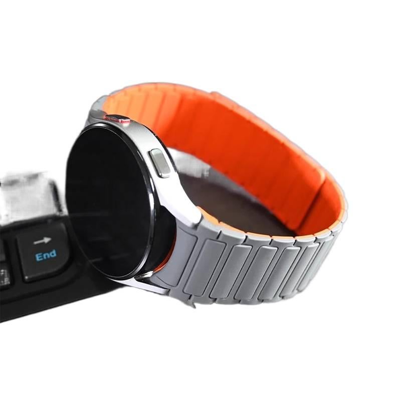 سوار ساعة ذكية رياضي من السيليكون متوافق مع Samsung Galaxy Watch 7 بملاءمة قابلة للتعديل وحزام ناعم للاستبدال اليومي باللون Starlight قابل للتعديل للاستخدام الشخصي للعائلة - Image 3