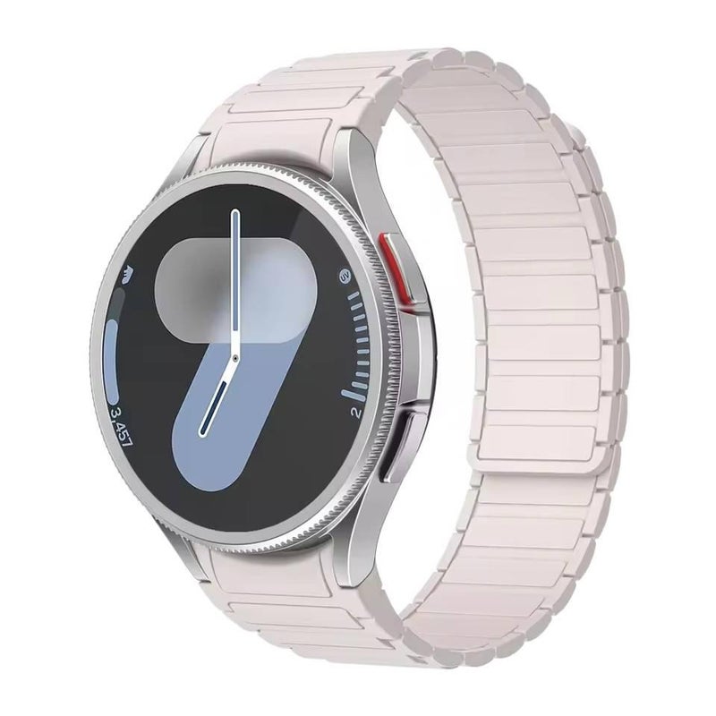 سوار ساعة ذكية رياضي من السيليكون متوافق مع Samsung Galaxy Watch 7 بملاءمة قابلة للتعديل وحزام ناعم للاستبدال اليومي باللون Starlight قابل للتعديل للاستخدام الشخصي للعائلة - Image 1