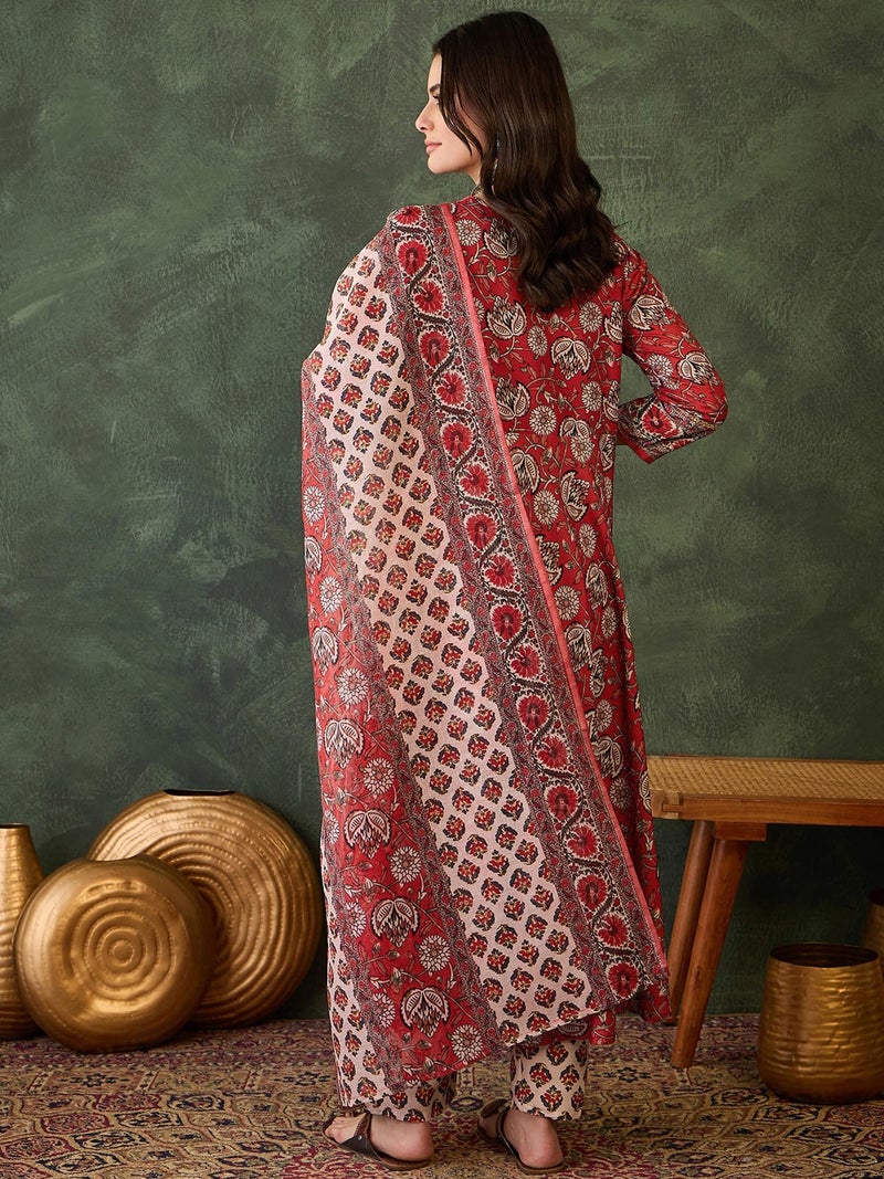 Naixa Women's Rayon Printed A-Line Kurta with Pant and Dupatta Sets (NX2-725-Maroon-XXL) - Image 4