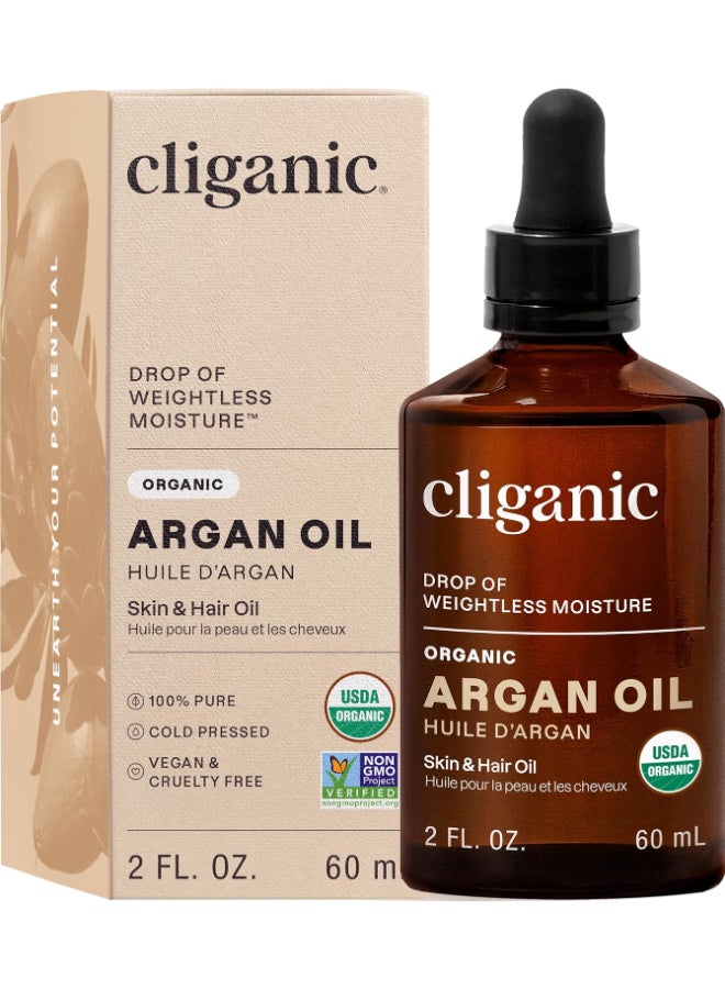Cliganic Organic Argan Oil (2 oz), 100% Pure & Cold-Pressed, Moisturizing Face, Skin, Hair & Nails Oil - Image 1