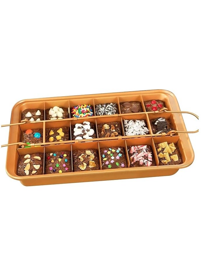 Spaceshoop - 18-Piece Copper Brownie Pan Set with Dividers, Non-Stick Surface, Removable Base (Multicolor) - Image 1