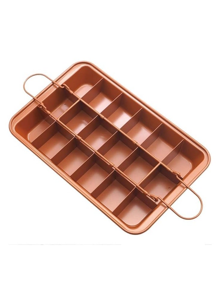 Spaceshoop - 18-Piece Copper Brownie Pan Set with Dividers, Non-Stick Surface, Removable Base (Multicolor) - Image 1