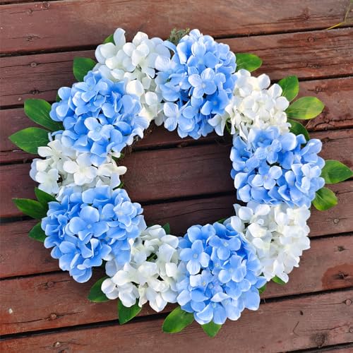 Cherica 20 Pcs Blue Hydrangea Artificial Flowers Bulk, Faux Hydrangea Flowers Heads, Artificial Fake Silk Hydrangea Flowers with Stems, Blue Flowers Artificial for Decoration Wedding Décor - Image 3