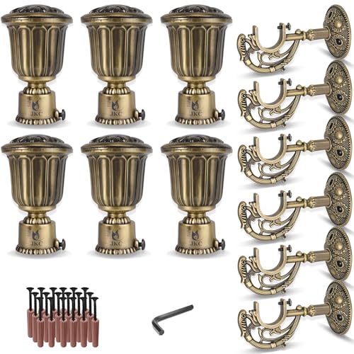 JKC Zinc Alloy Royal Antique CurtainBracketsandHolders, CurtainHolders for Wall, CurtainBrackets, CurtainHolder, CurtainRodHolder - Set of 6 - Image 1