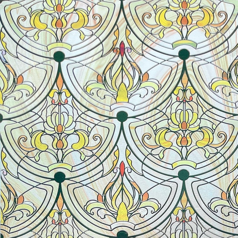 ADD.HERES 3D Stained Glass Window Film, Decorative Window Privacy Film for Bathroom,Front Door,Home, Sun Blocking Heat Control,Static Cling, Golden Ironwork 17.5inch x 47.24inch - Image 2