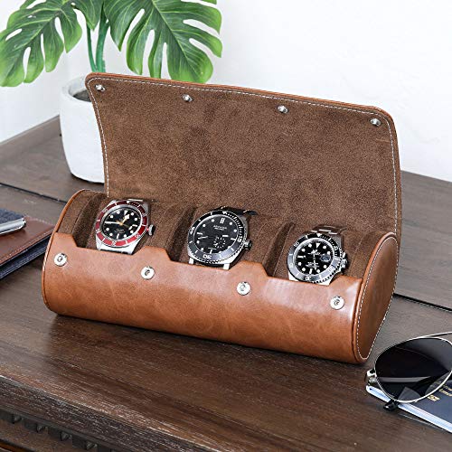 ROTHWELL Watch Roll Travel Case for 3 Watches | Tough Portable Protection, Fits All Wrist Watch & Smart Watches Up to 50mm (Tan/Brown) - Image 4