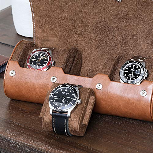 ROTHWELL Watch Roll Travel Case for 3 Watches | Tough Portable Protection, Fits All Wrist Watch & Smart Watches Up to 50mm (Tan/Brown) - Image 5