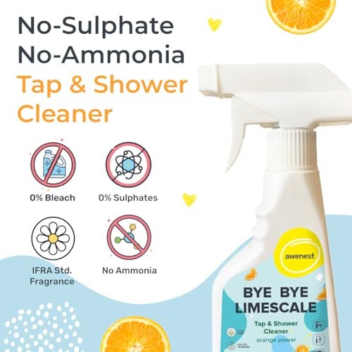 Awenest BYE BYE LIMESCALE Tap & Shower Cleaner | Orange Power | Tough Limescale Remover for Taps, Showers, Tiles, Electric Kettle | Sulphate-free | Ammonia-free | Non-toxic - Image 4