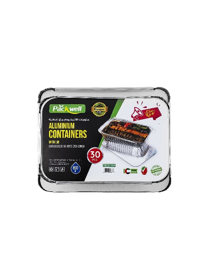 packwell حاوية ألمنيوم مع غطاء 8389،83120،8318 مجموعة 10 قطع - Image 3