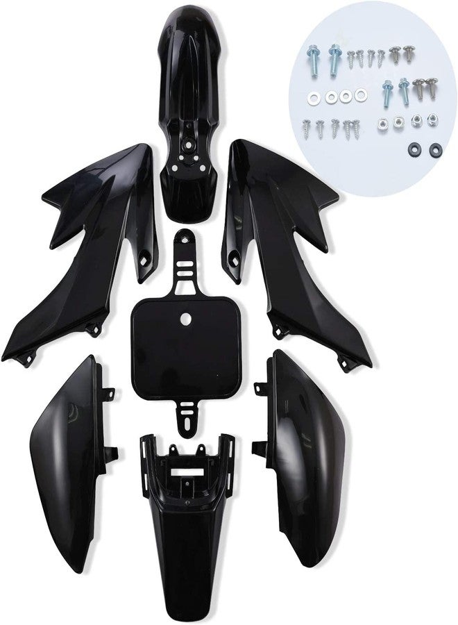 طقم واقيات هيكل Redcap CRF50 متوافق مع دراجات XR50 وCRF 50 وSDG وSSR Pit Dirt Motor Trail Bike باللون الأسود مع براغي تثبيت، مصنوع من البلاستيك، سعة 50 سم مكعب، 70 سم مكعب، 90 سم مكعب، 110 سم مكعب، مكون من 7 قطع باللون الأسود (BDY-99-BK). - Image 4