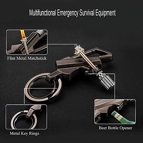 BIASTNR Permanent Match Flint Metal Matchstick Fire Starter with Bottle Opener, Emergency Survival Waterproof Keychain Lighter for Camping, EDC Gift Ideas – Black - Image 3