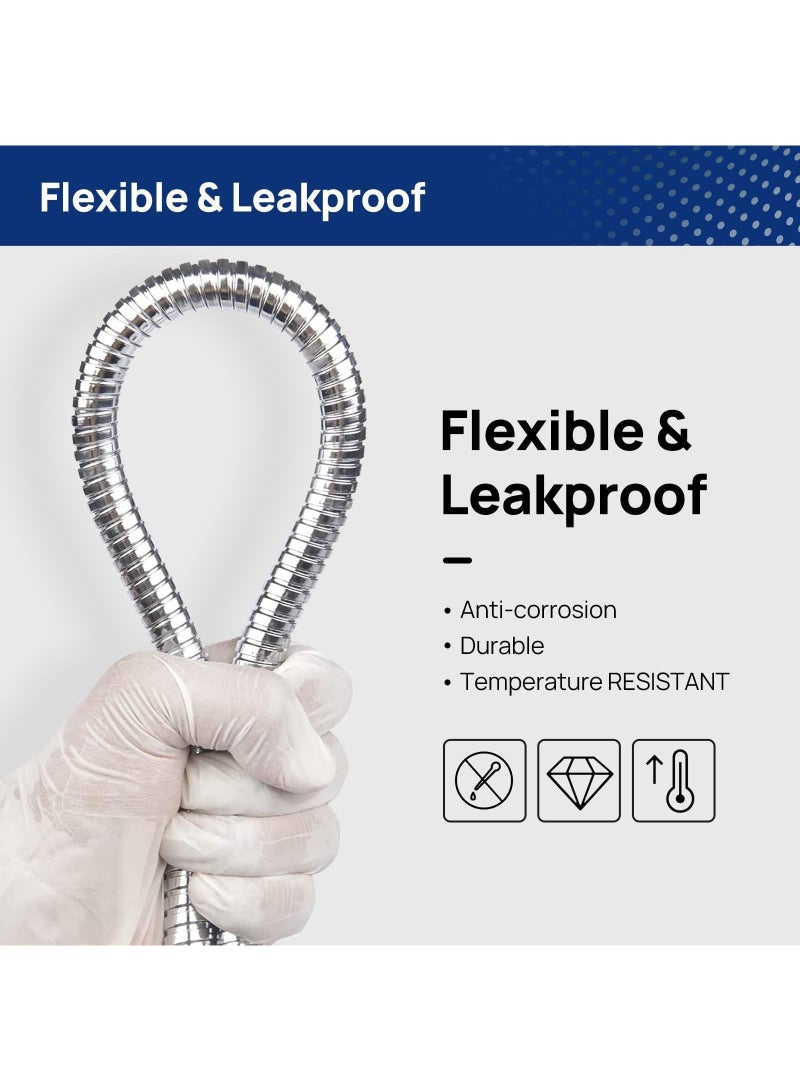 Sweet seven Extra Long Stainless Steel Handheld Shower Hose - 6.5 Ft Flexible Replacement Hose for Handheld Shower, Chrome Finish - Image 2