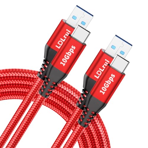 LDLrui USB-C Cable 10Gbps Data Transfer [2Pack, 6ft], Braided USB 3.2 Gen 2 USB A to Type C Charger Cord 3.1A Fast Charging for iPhone 16/15 Pro Max Car Play, Samsung Galaxy S24/S23/S22 Android Auto - Red - Image 1