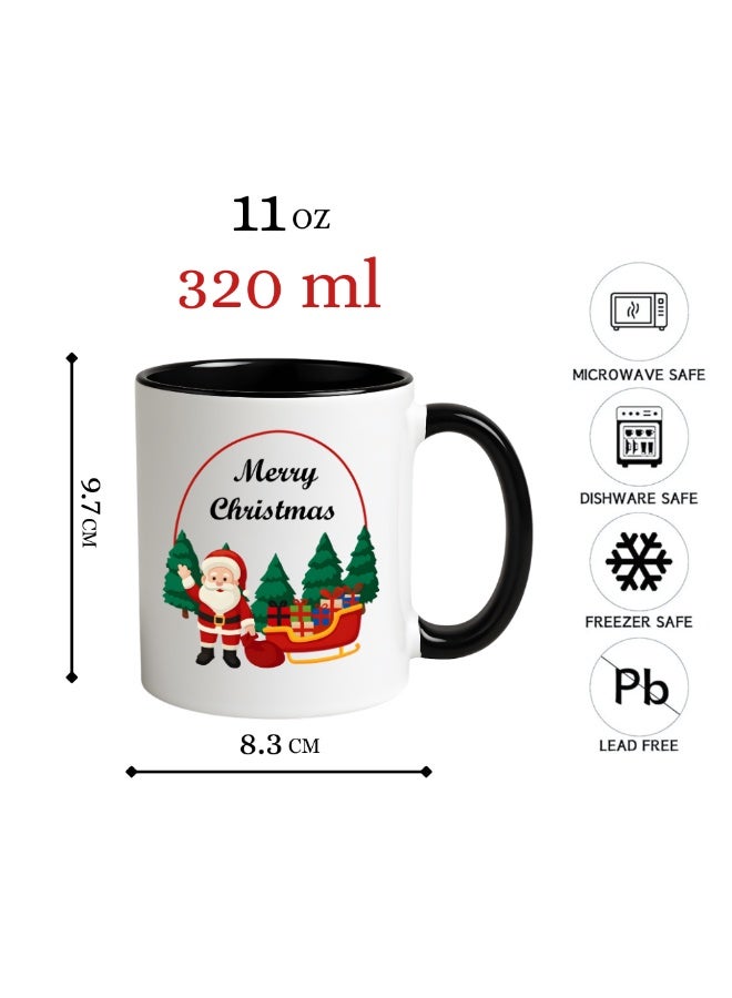 برينت شوب فور مي كوب قهوة سيراميكي مطبوع عليه عبارات "عيد ميلاد سعيد" - هدية مثالية للأصدقاء والموظفين | كوب أسود ثنائي اللون بتصميم وديكور عيد الميلاد - Image 4