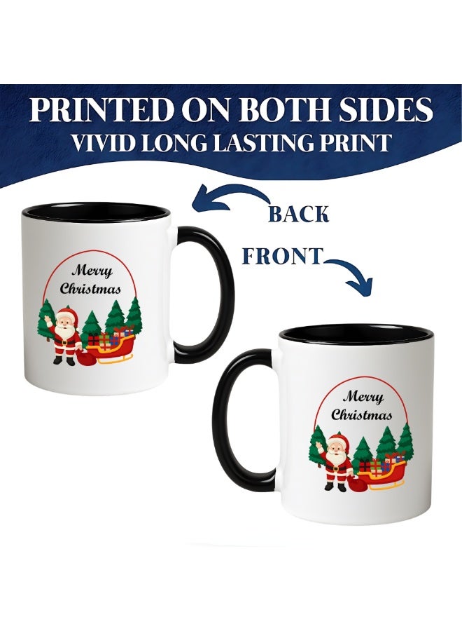برينت شوب فور مي كوب قهوة سيراميكي مطبوع عليه عبارات "عيد ميلاد سعيد" - هدية مثالية للأصدقاء والموظفين | كوب أسود ثنائي اللون بتصميم وديكور عيد الميلاد - Image 2