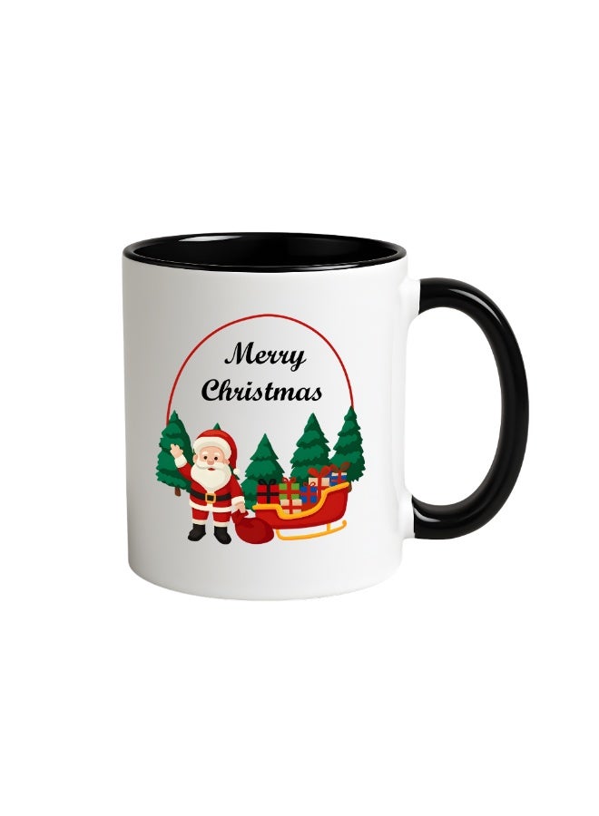 برينت شوب فور مي كوب قهوة سيراميكي مطبوع عليه عبارات "عيد ميلاد سعيد" - هدية مثالية للأصدقاء والموظفين | كوب أسود ثنائي اللون بتصميم وديكور عيد الميلاد - Image 1