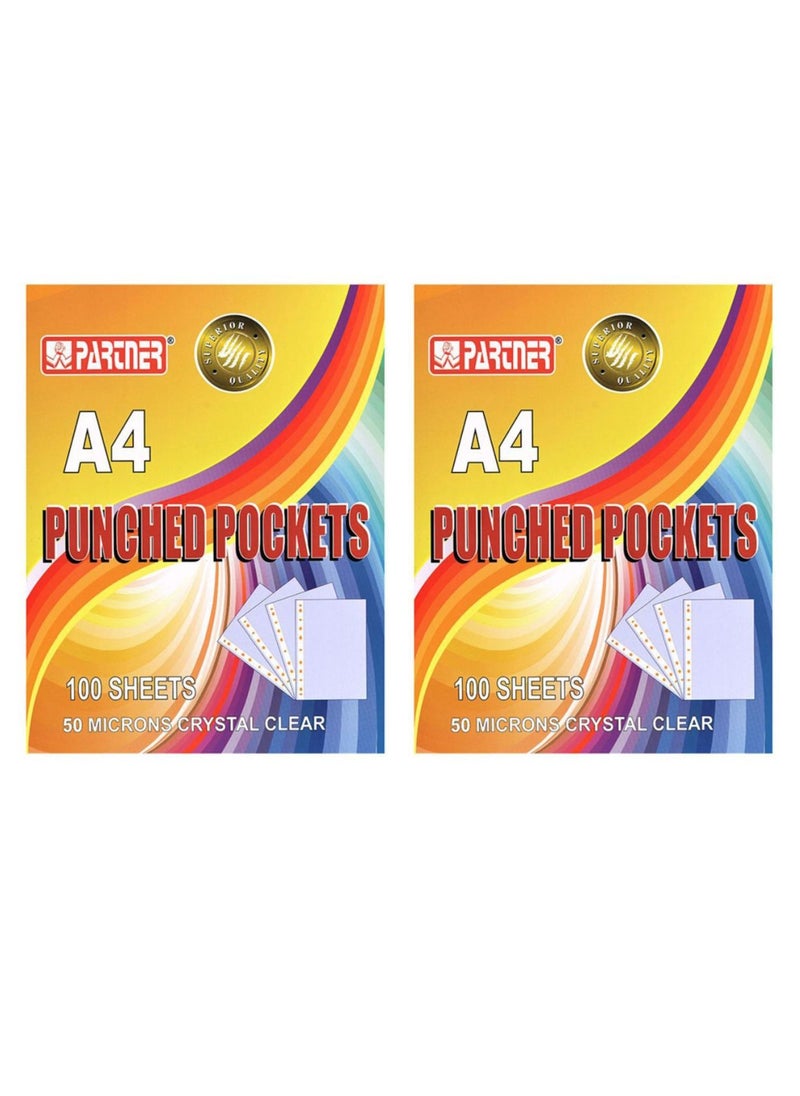 PARTNER 200-Piece A4 Punched Pocket Clear  - Image 1