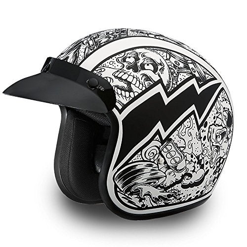 Daytona Helmets 34 Shell Open Face Motorcycle Helmet DOT Approved Lightweight Comfortable Vintage Design for Scooter Cruiser Street Bikes Adjustable Fit Enhanced Ventilation Clear Visor - Image 1