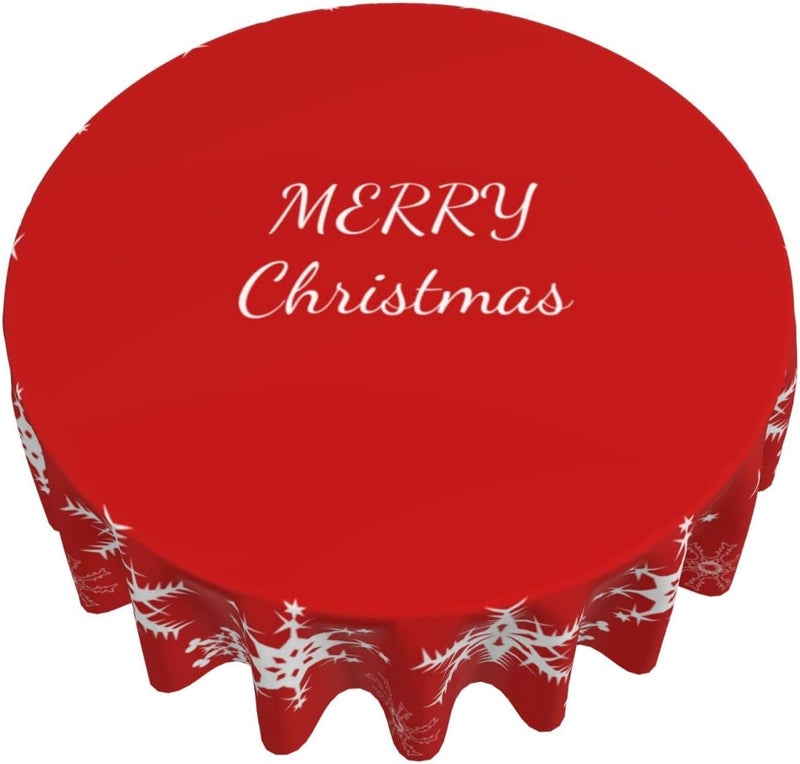 Bzkier Christmas Tablecloth Round Cloth Merry Christmas Snowflake Kitchen Dinning Tabletop Decor Cover Washable Polyester for Buffet Table Parties Holiday Dinner Party 70 Inch - Image 5