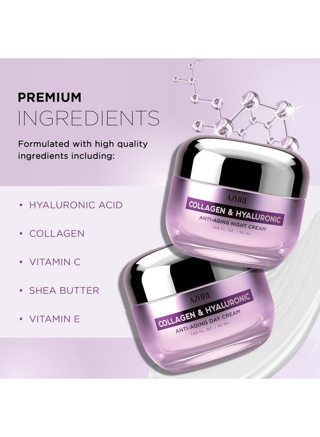 Azure Cosmetics Azure Hyaluronic Acid & Collagen Day/Night Cream Value Set Renewing Toning & Hydrating Face Moisturizer Reduces Wrinkles Fine Lines Vegan Skin Care Made In Korea 2X 50Ml / 1.69 Fl Oz - Image 3