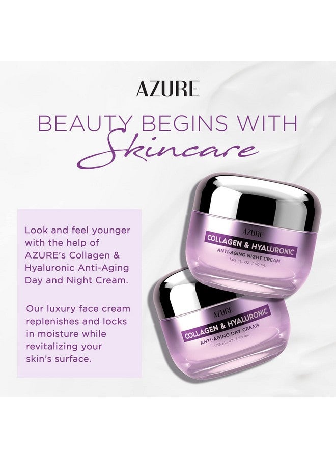 Azure Cosmetics Azure Hyaluronic Acid & Collagen Day/Night Cream Value Set Renewing Toning & Hydrating Face Moisturizer Reduces Wrinkles Fine Lines Vegan Skin Care Made In Korea 2X 50Ml / 1.69 Fl Oz - Image 2