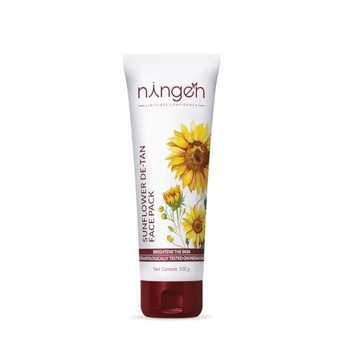 Ningen Sunflower De-Tan Face Pack I Goodness of Cucumber, Saffron, Olives I Dermatologically Tested I Effectively Removes Tan - 100g - Image 1