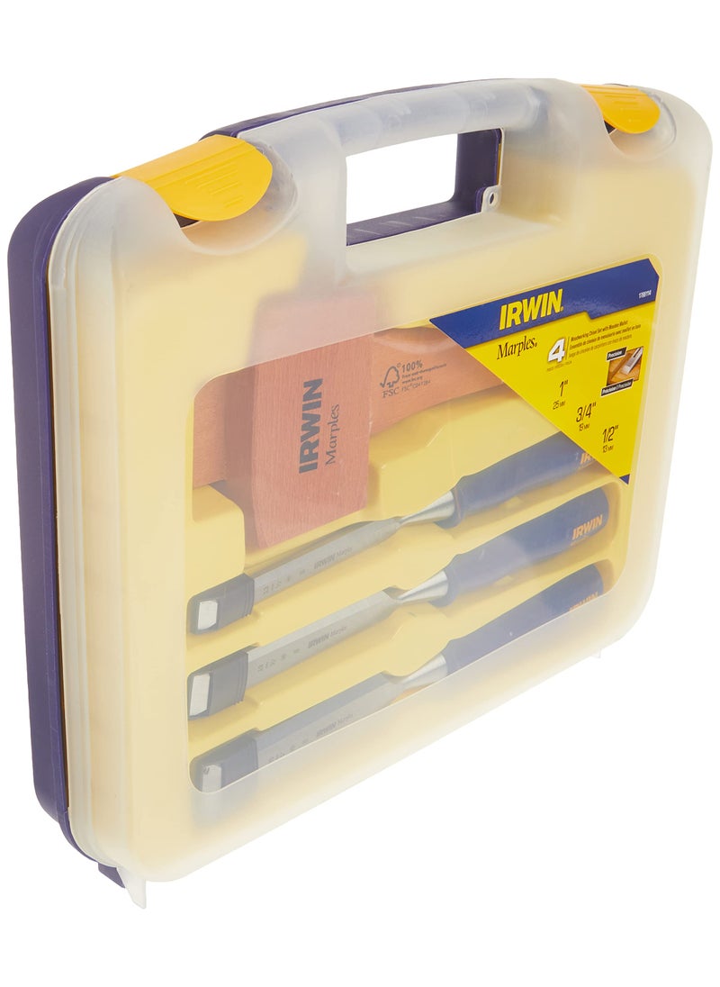 IRWIN IRWIN Chisel Set for Woodworking with Mallet, 4-Piece (1788114)  - Image 4