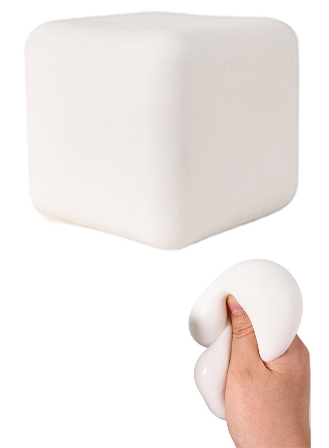 Tofu Seal Squishy Slow Rise Stress Cube Toy - Soft White Fidget Block for Anxiety Relief - Image 1
