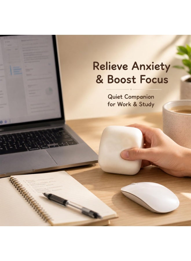 Tofu Seal Squishy Slow Rise Stress Cube Toy - Soft White Fidget Block for Anxiety Relief - Image 2