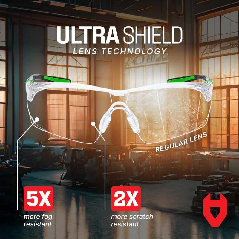 NoCry Clear Safety Glasses for Men and Women with Anti-Fog and Scratch Resistant Wrap Around Lenses, Adjustable Temples and Nose Pads — ANSI Z87 Certified Protective Eyewear with 100% UV Shielding - Image 4