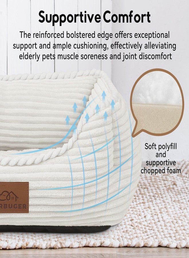 Zerbuger Orthopedic Dog Bed for Medium Dogs,Dog Sofa Beds Supportive Foam Pet Couch Bed with Removable Washable Mat and Nonskid Bottom (Medium, Cream) - Image 3