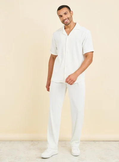 Styli Styli Textured Ribbed Knit Relaxed Fit Shirt and Pant Co-Ords
