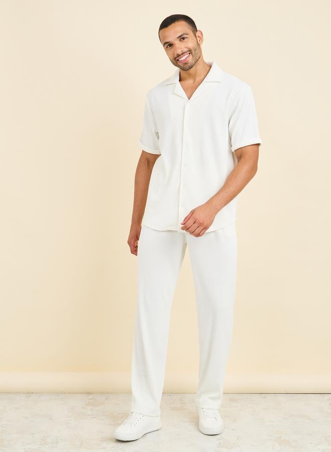 Styli Styli Textured Ribbed Knit Relaxed Fit Shirt and Pant Co-Ords - Image 1