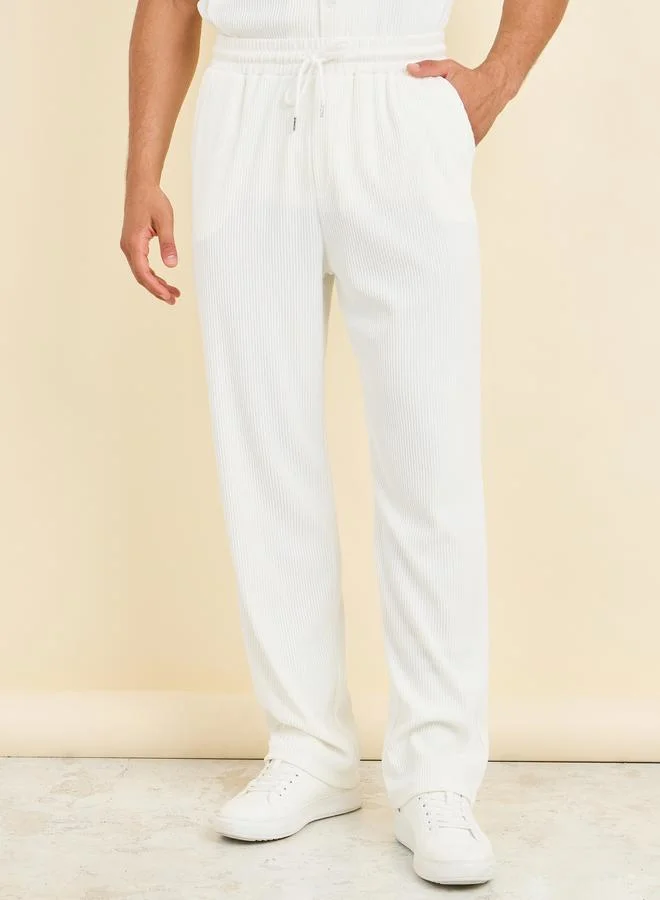 Styli Styli Textured Ribbed Knit Relaxed Fit Shirt and Pant Co-Ords