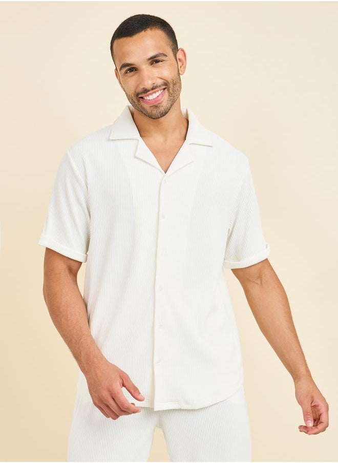Styli - Textured Rib Knit Relaxed Fit Shirt & Pant Co-Ord Set - Image 1