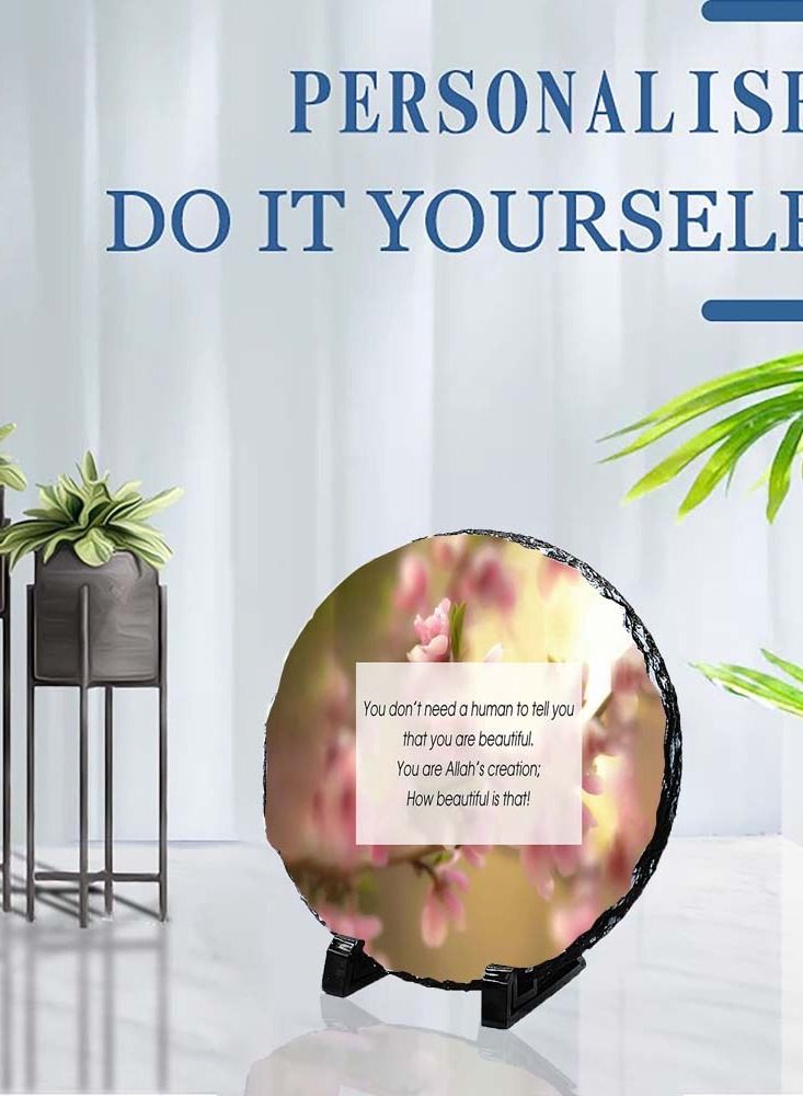 Protective Printed White Round Shape Marble Photo Frame for Table Top You Don’t Need A Human To Tell You That You Are Beautiful