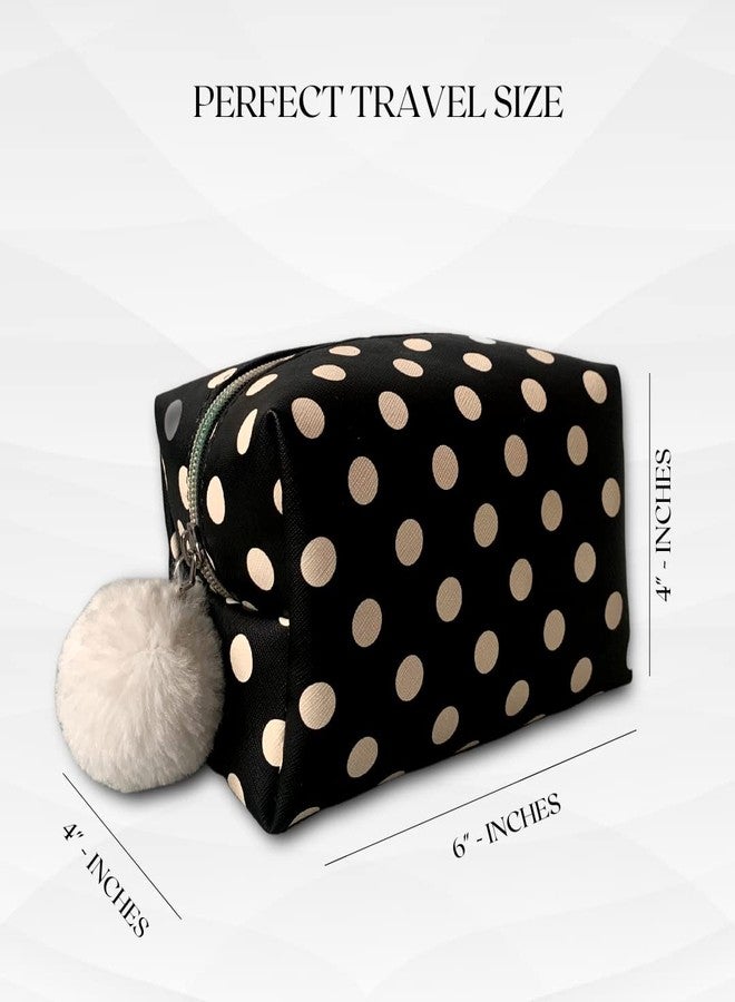 تبختر حقيبة أدوات تجميل نسائية من ستروت، حقيبة مكياج، حقيبة مستحضرات تجميل مقاومة للماء، حقيبة مكياج، طقم منظم للسفر (أسود) - Image 3