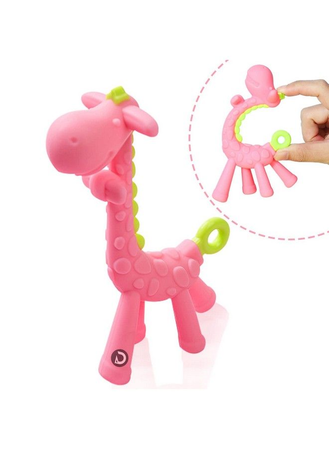 DaKos Teether Soother For New Born Teether And Soother For Baby Baby Mitten Teether Baby Chew Toys For Sucking Needs Sensory Teether Toy (Animal Shaped Giraffe Pink) - Image 2