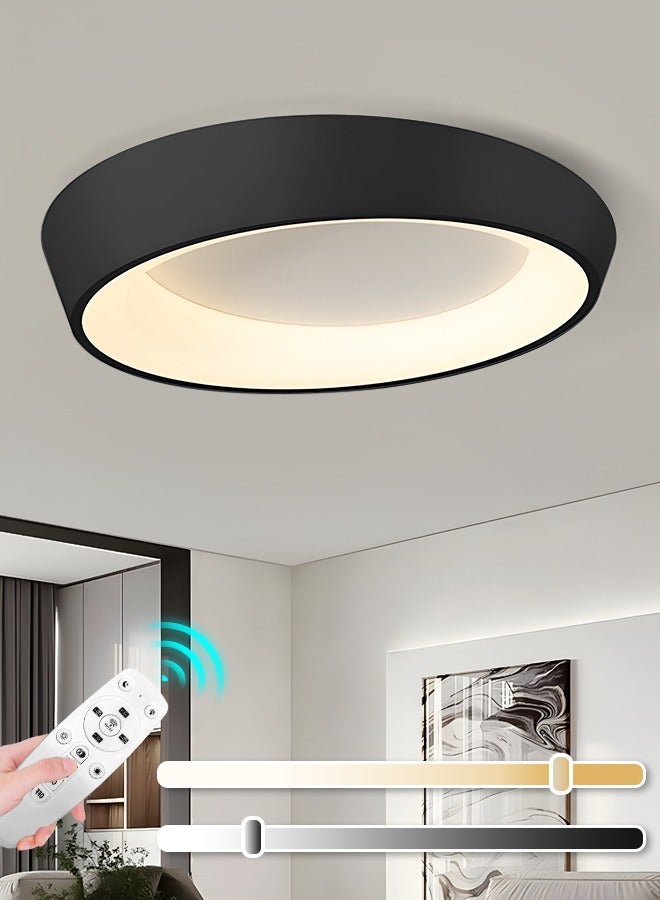 YATAI LIGHTING Modern  LED Ceiling Light, 17.7" Black Round Flush Mount, Adjustable 3000K-6000K Dimmable with Remote, High CRI Dust/Insect Proof Lamp for Bedroom, Living Room, Office, Library, Corridor (8-12m² Coverage),46W - Image 1
