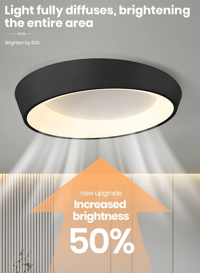 YATAI LIGHTING Modern  LED Ceiling Light, 17.7" Black Round Flush Mount, Adjustable 3000K-6000K Dimmable with Remote, High CRI Dust/Insect Proof Lamp for Bedroom, Living Room, Office, Library, Corridor (8-12m² Coverage),46W - Image 5