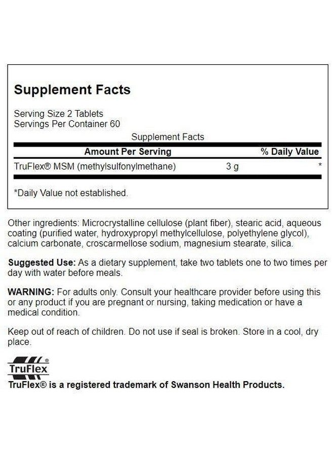 Swanson Msm 1500 Milligrams 120 Tabs - Image 2