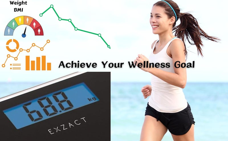 EXZACT Bathroom Scale Digital Electronic Body Scale Max150kg Switch between kgsstoneslbs High Precision Backlight LCD Display Black - Image 4