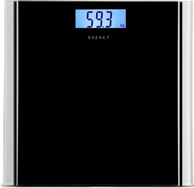 EXZACT Bathroom Scale Digital Electronic Body Scale Max150kg Switch between kgsstoneslbs High Precision Backlight LCD Display Black - Image 1