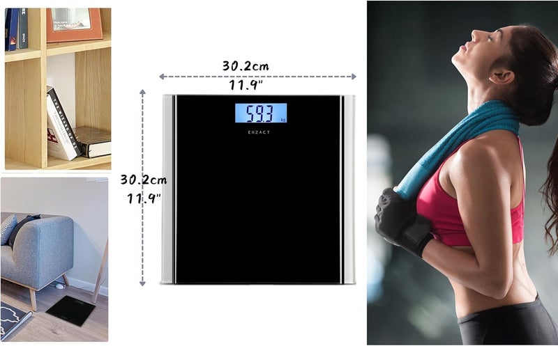 EXZACT Bathroom Scale Digital Electronic Body Scale Max150kg Switch between kgsstoneslbs High Precision Backlight LCD Display Black - Image 5