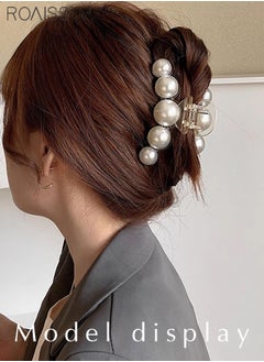 roaiss 4 Pcs French Exquisite Pearl Clip Women'S Daily Commuting Party Fashion Versatile Large Size Hair Accessories  - Image 2